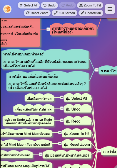 หน้าสร้าง Mind Map เวอร์ชันมือถือ